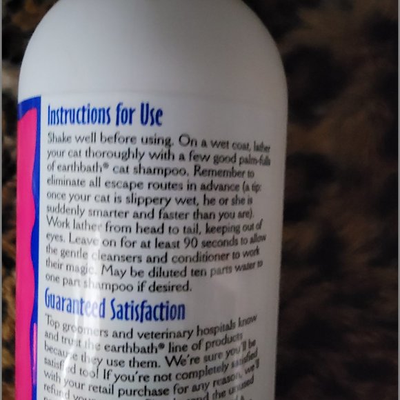Cat Shampoo Earthbath Natural.. Bran New! Safe for Kittens! .. Luv The Smell - Picture 3 of 4